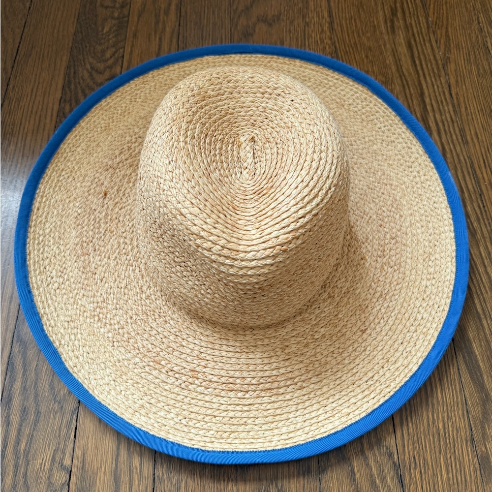 Beach Hare Straw Hat with Blue Trim (Hamptons classic)